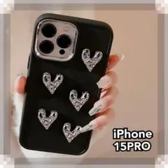 iPhoneケース　キラキラ　ハート　可愛い　韓国　スマホカバー　おしゃれ　黒