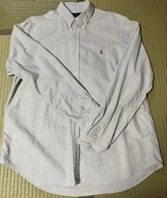 POLO RALPH LAUREN 長袖シャツ グリーンストライプ