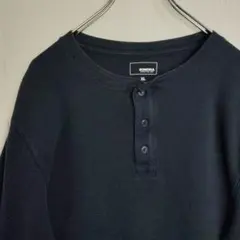 ソノマ 長袖シャツ ロンT サーマルシャツ ヘンリーネック 無地 ネイビー