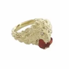 Gucci グッチ ライオンヘッド リング k18 ファイアオパール 10号 