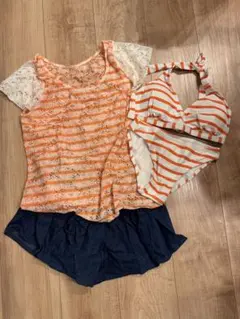 セパレート水着・ビキニ Sサイズ オレンジストライプ　7S