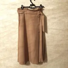 最終値下げ★グラシア　ベージュ プリーツスカート ボタン ベルト付き　サイズL