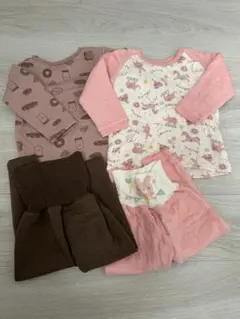 西松屋　動物柄　パン柄　キルトパジャマ　2セット