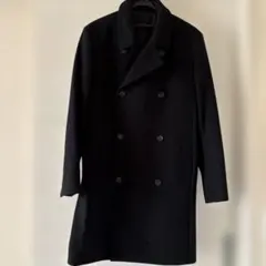 黒 ダブルブレスト ロングコート