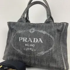 美品✨ プラダ カナパS トートバッグ デニム 2way ブラック 1BG439