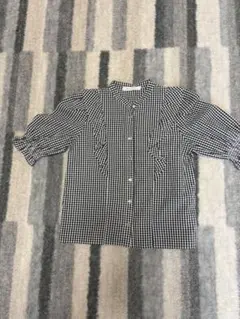 ギンガムチェック五分袖シャツ