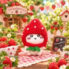 ちいかわ　おすわりぬいぐるみ　新型サイズ用　被り物　いちご