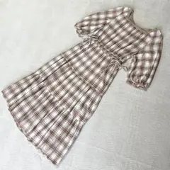 earth music &ecologyバイオレットレーベル　チェックワンピ　茶