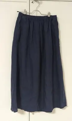 無印良品 フレアスカート Mサイズ 麻 ネイビー