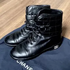 CHANEL ブラック レザーブーツ 高ヒール CHANEL - シャネル CHANEL ブーツ ニーハイブーツ レザー ココ