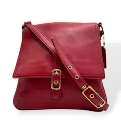 極美品　COACH オールドコーチ　ショルダーバッグ　レッド　レザー　斜め掛け