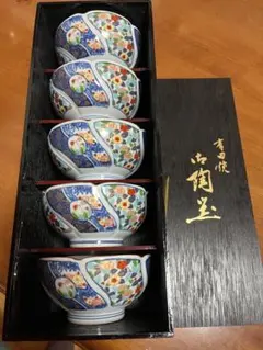 大人気有田焼 仁祥窯 鉄鉢揃 5枚セット 中鉢 中皿 色絵 金彩古伊万里
