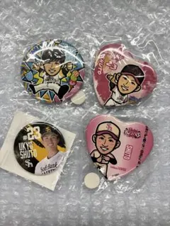 若鷹ガチャ ホークス 中村晃 ハート缶バッジ4点セット - メルカリ