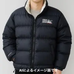 FIRSTDOWN ファーストダウン 肉厚ダウン刺繍ロゴリバーシブル黒 ✖️白M