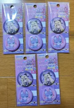 名探偵プリキュア　クリップ缶バッジ　キュアアルカナ．シャドウ　マシュタン　５点