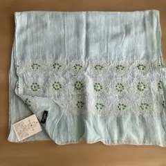水色ストール　花柄刺繍　タグ付き新品　マーブルシュッド　綿のサムネイル