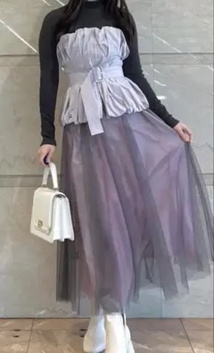 MERCURYDUO バルーンビスチェドッキングワンピース　パープル　M