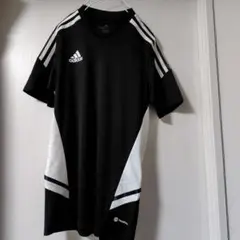adidas ブラック/ホワイト S シャツ　黒　サッカー　ウェア　アディダス