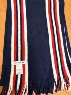 LACOSTE ネイビー ストライプ マフラー