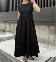 CAPRICIEUX LEMAGE ギャザー切替ワンピース　ブラック　F