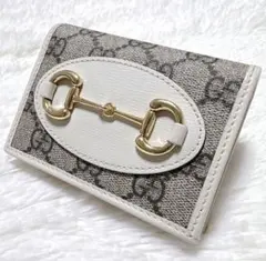 極美品　グッチ 二つ折り財布 ホースビット GGスプリーム 金具 ロゴ