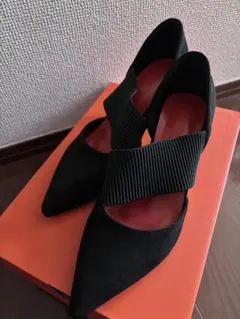 スエード調 ポインテッドトゥ パンプス ブラック