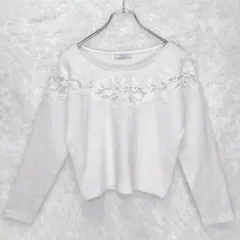 デイライルノアール 長袖カットソー ホワイト【M】春コーデ上品フェミニンのサムネイル