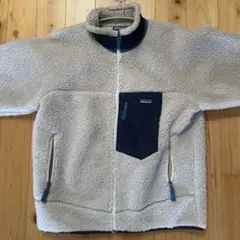 patagonia フリースジャケット L クリーム/ネイビー　美品