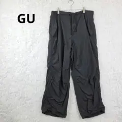 ​ジーユー GU ナイロンパンツ 黒 XL ワイド パラシュートパンツ