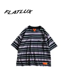 【美品】FLATLUX マルチボーダー Tシャツ ボックスシルエット BK/PRのサムネイル