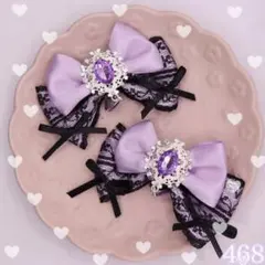 【色オーダー可能】ハンドメイドヘアリボン ライトパープル