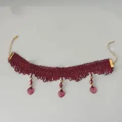 ヴィンテージ風＊チョーカー　赤　ハート　ネックレス♡