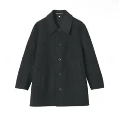 ダークグレー ステンカラーコート カシミヤ混紡