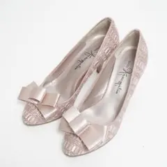 【未使用級】銀座かねまつ ハイヒール パンプス リボン取り外し可 22.5