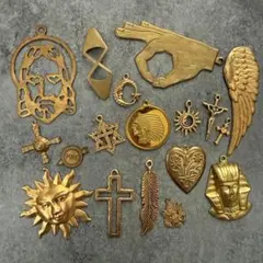 ゴールド パーツ ハンドメイド チャーム 資材 真鍮風 メダイ 52g