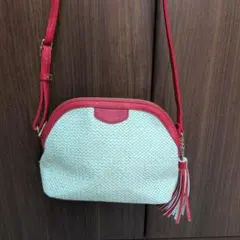 ホワイト/レッド トリミング ショルダーバッグ