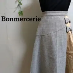 Bonmercerie ボンメルスリー チェック柄リボン付きフレアスカート Sのサムネイル