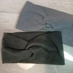 リブ編みツイストヘアバンド 2点セット