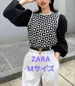 ZARA ブラウス パフスリーブ ボリューム袖 ドッキング クロップド