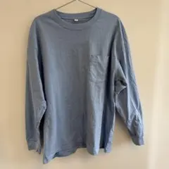 GU ライトブルー ポケット付き長袖カットソー XL