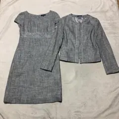 コムサイズム ツイードワンピース ノーカラージャケットセットアップ