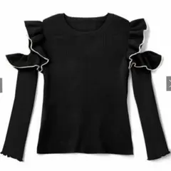 GRL 配色フリルオプションショルダーニットトップス[dr342]