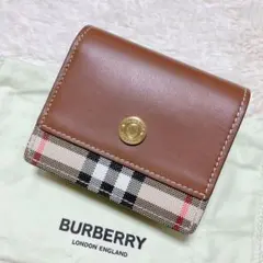 ♡極美品♡ Burberry 二つ折り財布 コンパクトウォレット ブラウン ロゴ