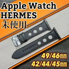 172 未使用　Apple Watch エルメス　ラリー　ブラック　レザーバンド