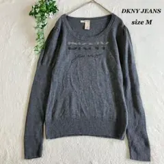 DKNY JEANS✨️ダナキャラン(M)グレー ニットセーター ロゴ入りのサムネイル