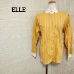 ELLE 長袖シャツ ストライプ コットン イエロー 黄色 カジュアル おしゃれのサムネイル