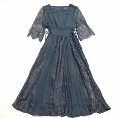 美品★GIRL レース＆プリーツサイド編み上げフレアオケージョン結婚式／2L
