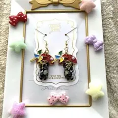 ฅ❤️ レジン　猫　ハロウィン　ピアス　イヤリング　ハンドメイド ฅハ36❤️ レジン 猫 ハロウィン カボチャ ピアス イヤリング