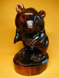 Bear wood carving, ornament, decorative object, interior decoration, craft, art piece A3071
