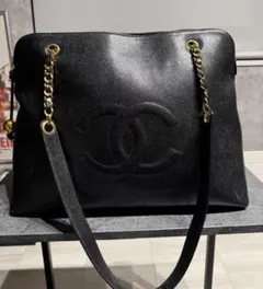 シャネル CHANEL トートバッグ デカココマークブラックキャビアスキン